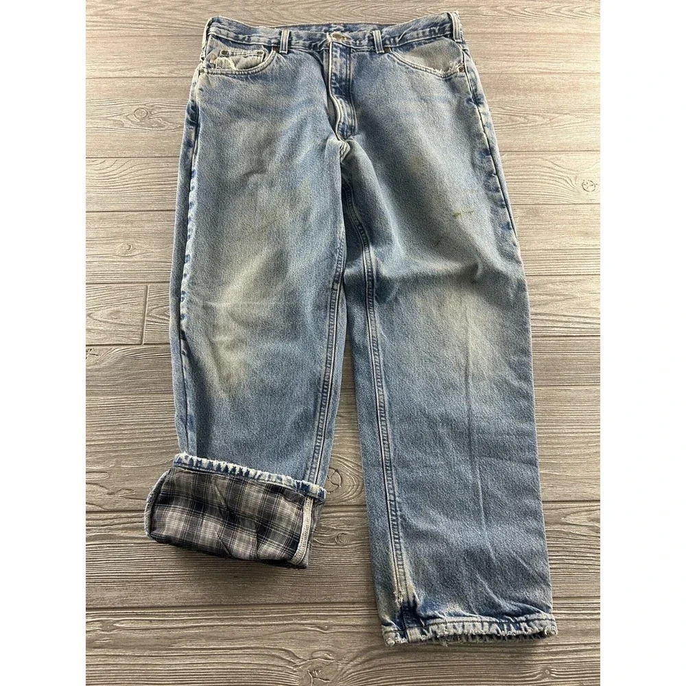 CARHARTT FLANNEL LINED JEANS MEN'S RELAXED FIT STRAIGHT LEG B172 DST 36X30